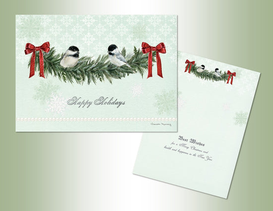 Happy Holidays Chickadees Deluxe Velvet Touch 