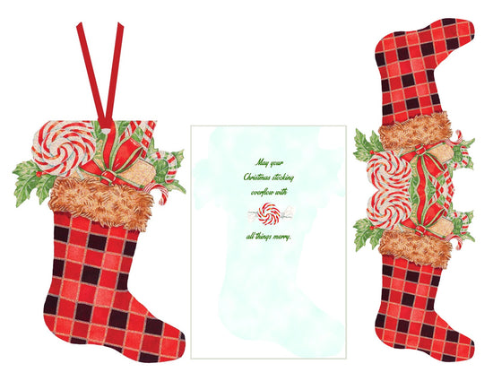 Plaid Stocking - Ornament Card 