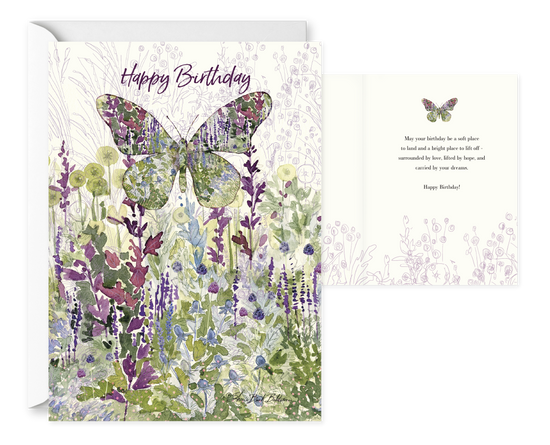Butterfly Gardens Birthday. Single Birthday Card 
