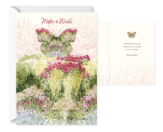 Butterfly Gardens Wish. Single Birthday Card 