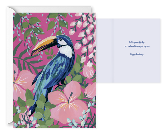 Maximalist Toucan. Single Birthday Card 