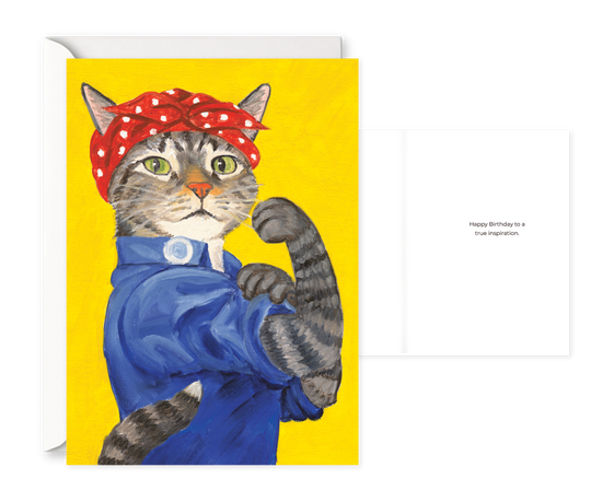 Rosie the Riveter. Single Birthday Card 