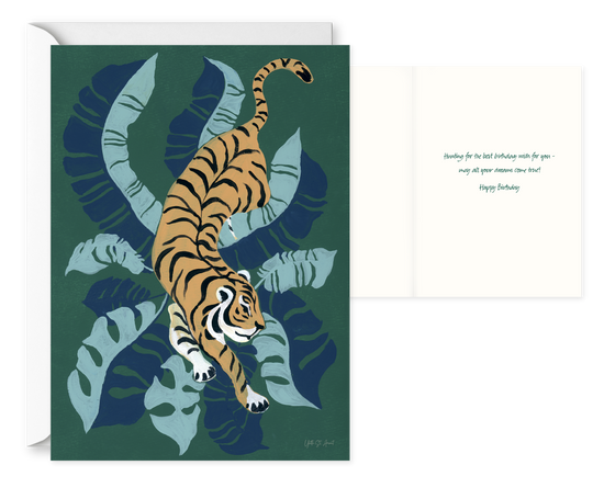 Prowling Tiger, Single Birthday Card 