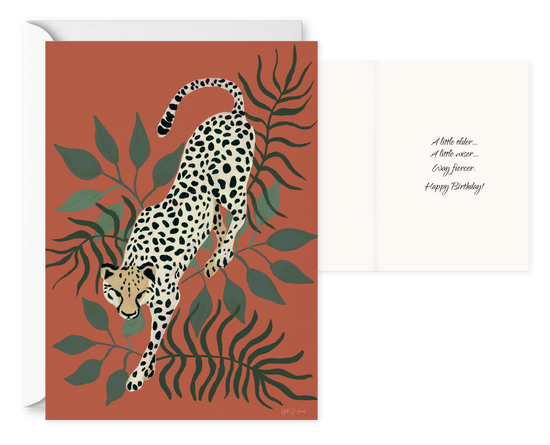 Prowling Cheetah. Single Birthday Card 