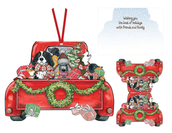 Red Truck Dog Party - Ornament Card 